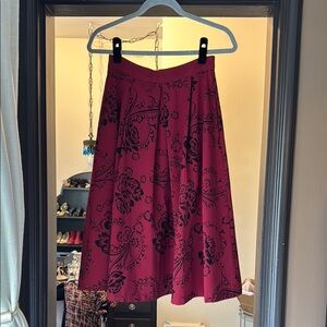 Bettie Page Red Pleated A-Line Midi Skirt